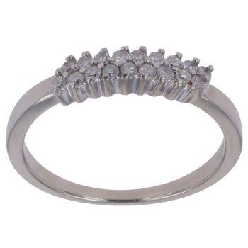 9ct White Gold 0.20ct Brilliant Cut Diamond Two Row Fancy Ring