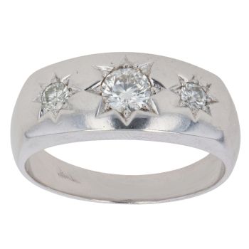 18ct White Gold 0.75ct Brilliant Cut Diamond Signet Ring