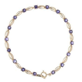 9ct Yellow Gold Tanzanite Bracelet 7.5"