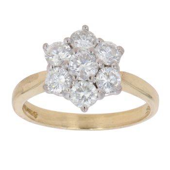 18ct Yellow Gold 1.50ct Brilliant Cut Diamond Cluster Ring