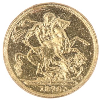 1872 Victoria Young Head UK Full Sovereign Coin