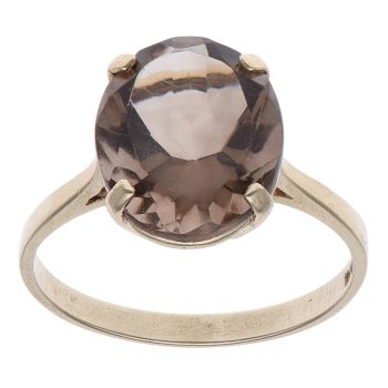 9ct Yellow Gold Smoky Quartz Single Stone Ring
