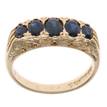 18ct Yellow Gold Sapphire Five Stone Ring