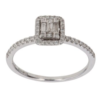 9ct White Gold 0.25ct Mixed Cut Diamond Cluster Ring