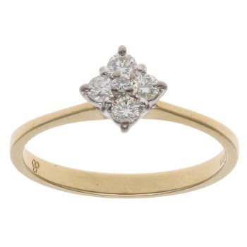 18ct Yellow Gold 0.20ct Brilliant Cut Diamond Cluster Ring