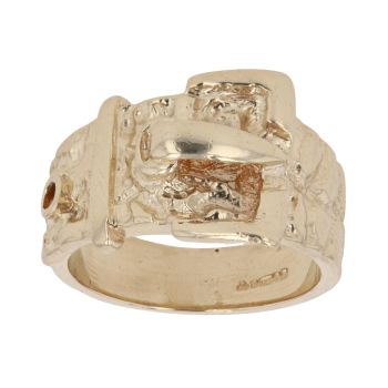 9ct Yellow Gold Patterned Buckle Ring