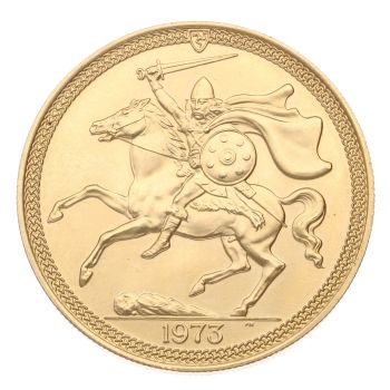 1973 Elizabeth II Decimal Portrait Isle Of Man Quintuple Sovereign Coin