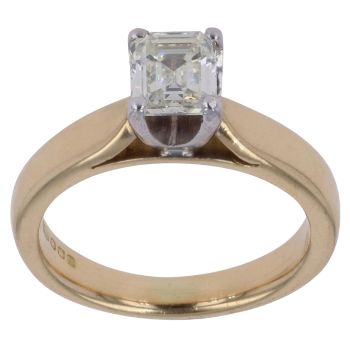 18ct Yellow Gold 0.55ct Emerald Cut Diamond Solitaire Ring