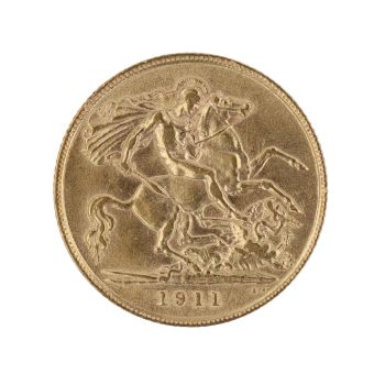 1911 George V Large Head UK Half Sovereign Coin