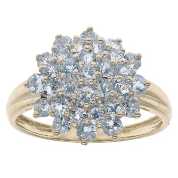 9ct Yellow Gold Aquamarine Cluster Ring