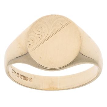 9ct Yellow Gold Filigree Patterned Signet Ring