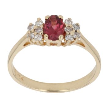 14ct Yellow Gold Cubic Zirconia and Garnet Fancy Ring