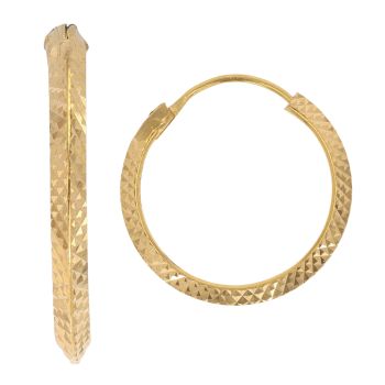 22ct Yellow Gold Dot V Profile Hoop Earrings