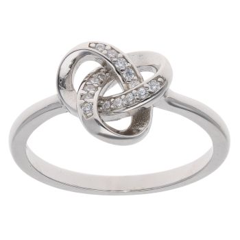 Silver Cubic Zirconia Knot Ring By Icesia