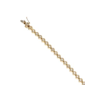 14ct Yellow Gold 1.00ct Brilliant Cut Diamond Tennis Bracelet 7.5"