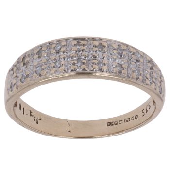 9ct Yellow Gold 0.10ct Diamond Two Row Ring