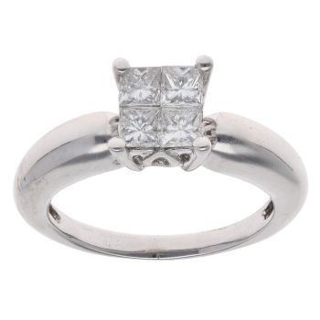 18ct White Gold 0.65ct Princess Cut Diamond Cluster Ring