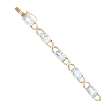 9ct Yellow Gold Aquamarine Bracelet 7"