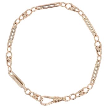 9ct Rose Gold Paperclip and Knot Bracelet 8"