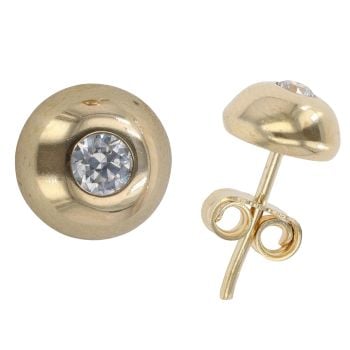 14ct Yellow Gold Cubic Zirconia Single Stone Stud Earrings