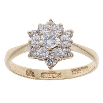 9ct Yellow Gold Cubic Zirconia Cluster Ring