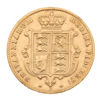 1869 Victoria Young Head UK Half Sovereign Coin