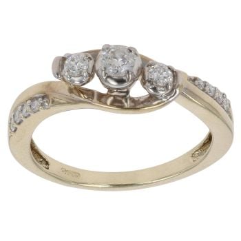 9ct Yellow Gold 0.25ct Brilliant Cut Diamond Trilogy Ring