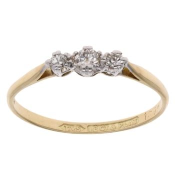 18ct Yellow and Platinum 0.20ct Diamond Trilogy Ring