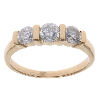 18ct Yellow Gold 1.00ct Brilliant Cut Diamond Trilogy Ring