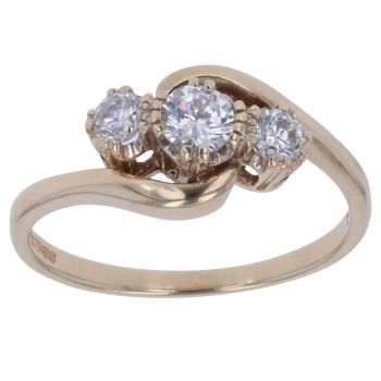 9ct Yellow Gold Cubic Zirconia Three Stone Ring