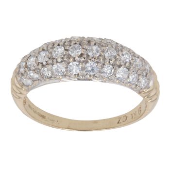 9ct Yellow Gold Cubic Zirconia Three Row Ring