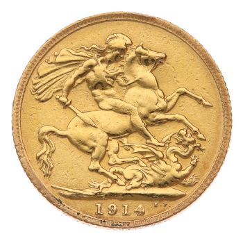1914 George V Large Head UK Full Sovereign Coin