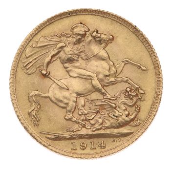 1914 George V Large Head UK Full Sovereign Coin