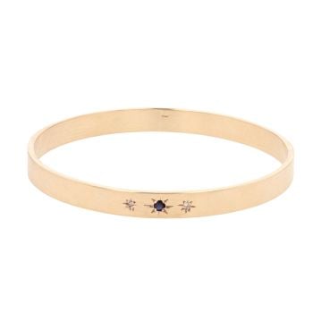 9ct Yellow Gold 0.02ct Diamond And Sapphire Bangle