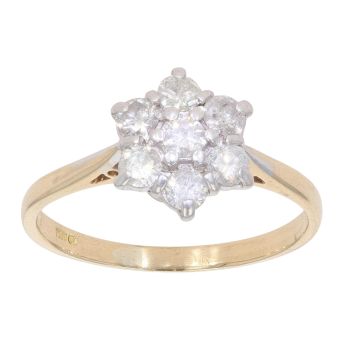 18ct Yellow Gold 0.50ct Brilliant Cut Diamond Daisy Cluster Ring