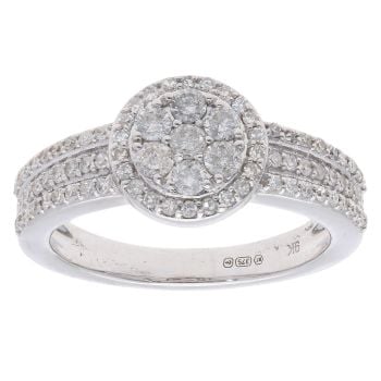 9ct White Gold Diamond Cluster Ring by Anya Belle