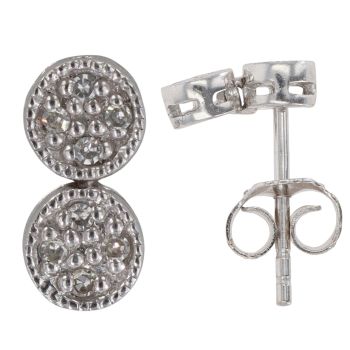 18ct White Gold 0.10ct Diamond Cluster Drop Earrings