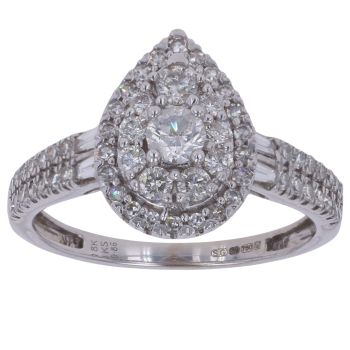 18ct White Gold 0.86ct Brilliant Cut Diamond Cluster Ring