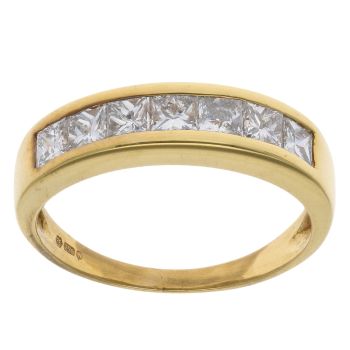 18ct Yellow Gold 0.90ct Princess Cut Diamond Eternity Ring