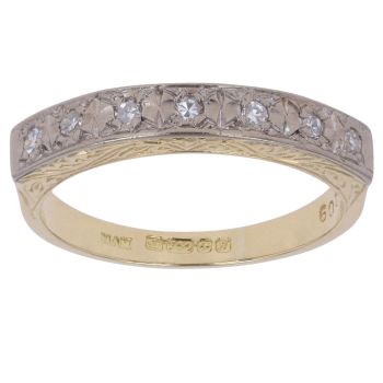 18ct Yellow And White Gold 0.10ct Diamond Half Eternity Ring