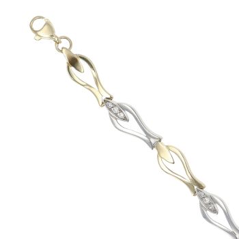 14ct Yellow and White Gold Cubic Zirconia Fancy Bracelet 7"