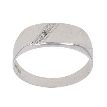 9ct White Gold 0.01ct Diamond Signet Ring
