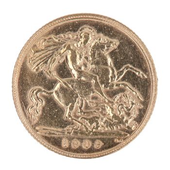 1909 Edward VII Large Head UK Half Sovereign Coin
