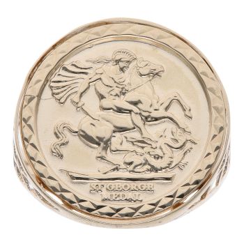9ct Yellow Gold St George and The Dragon Coin Ring