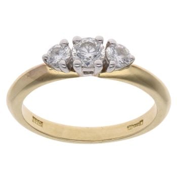 18ct Yellow Gold 0.50ct Brilliant Cut Diamond Trilogy Ring