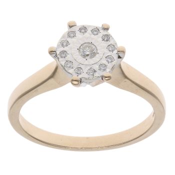 9ct Yellow Gold 0.10ct Diamond Cluster Ring