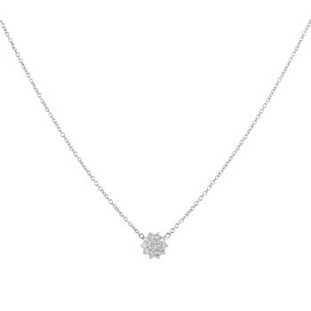 9ct White Gold 0.15ct Brilliant Cut Lab Grown Diamond Cluster Chain 16"