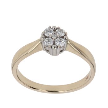 9ct Yellow Gold 0.20ct Brilliant Cut Diamond Cluster Ring