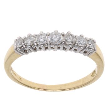 18ct Yellow Gold 0.50ct Brilliant Cut Diamond Half Eternity Ring