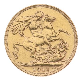 1911 George V Large Head UK Full Sovereign Coin